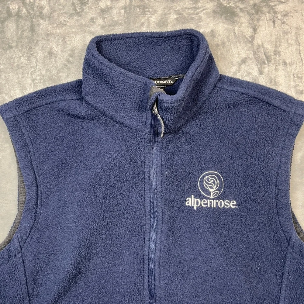 Port Authority Fleece Vest Mens Navy Blue Alpenrose‎ Dairy Logo Full Zip M